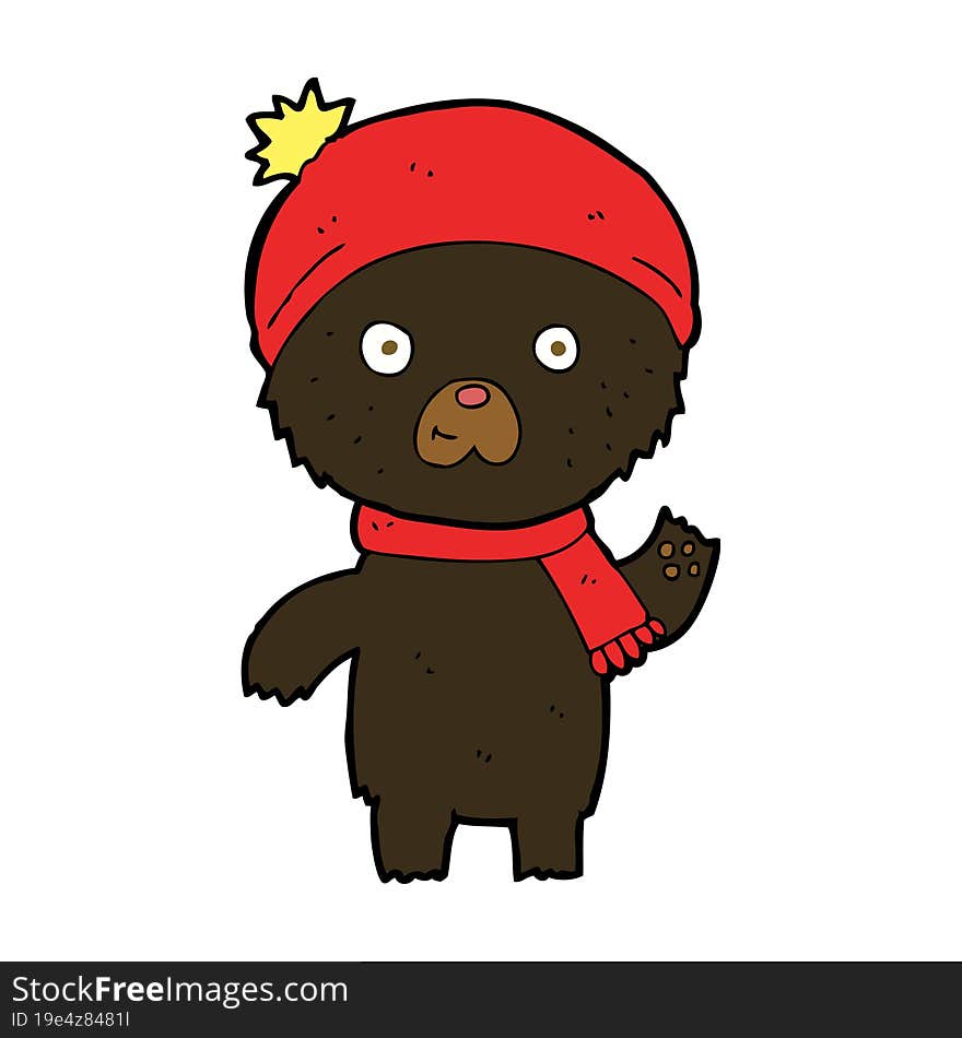 cartoon waving black bear