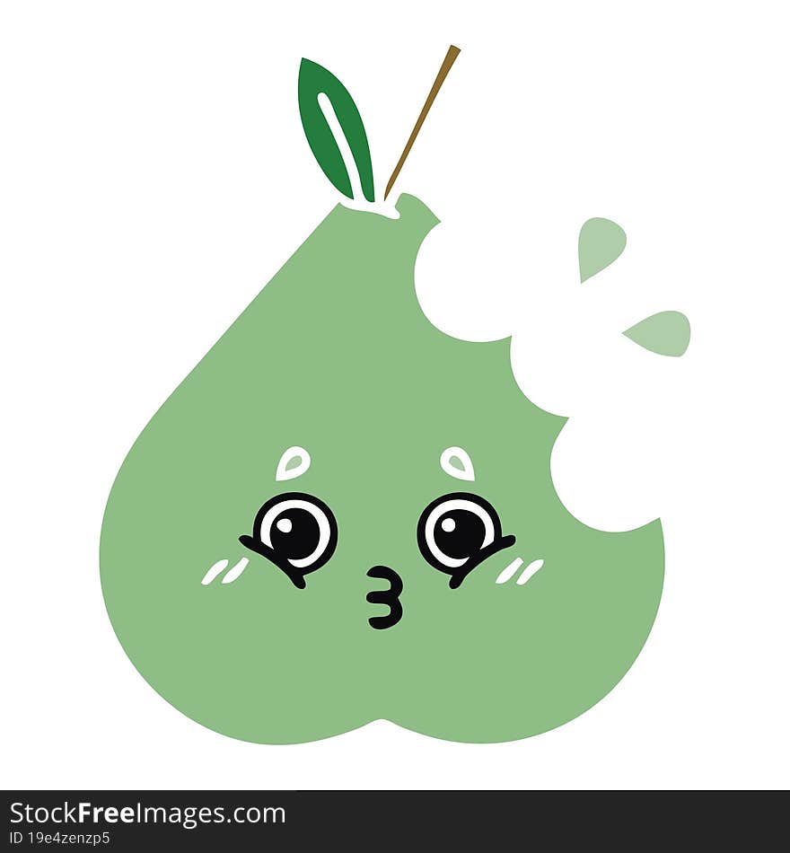 flat color retro cartoon of a pear