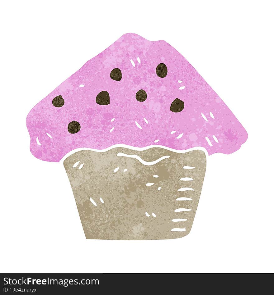 Retro Cartoon Strawberry Muffin