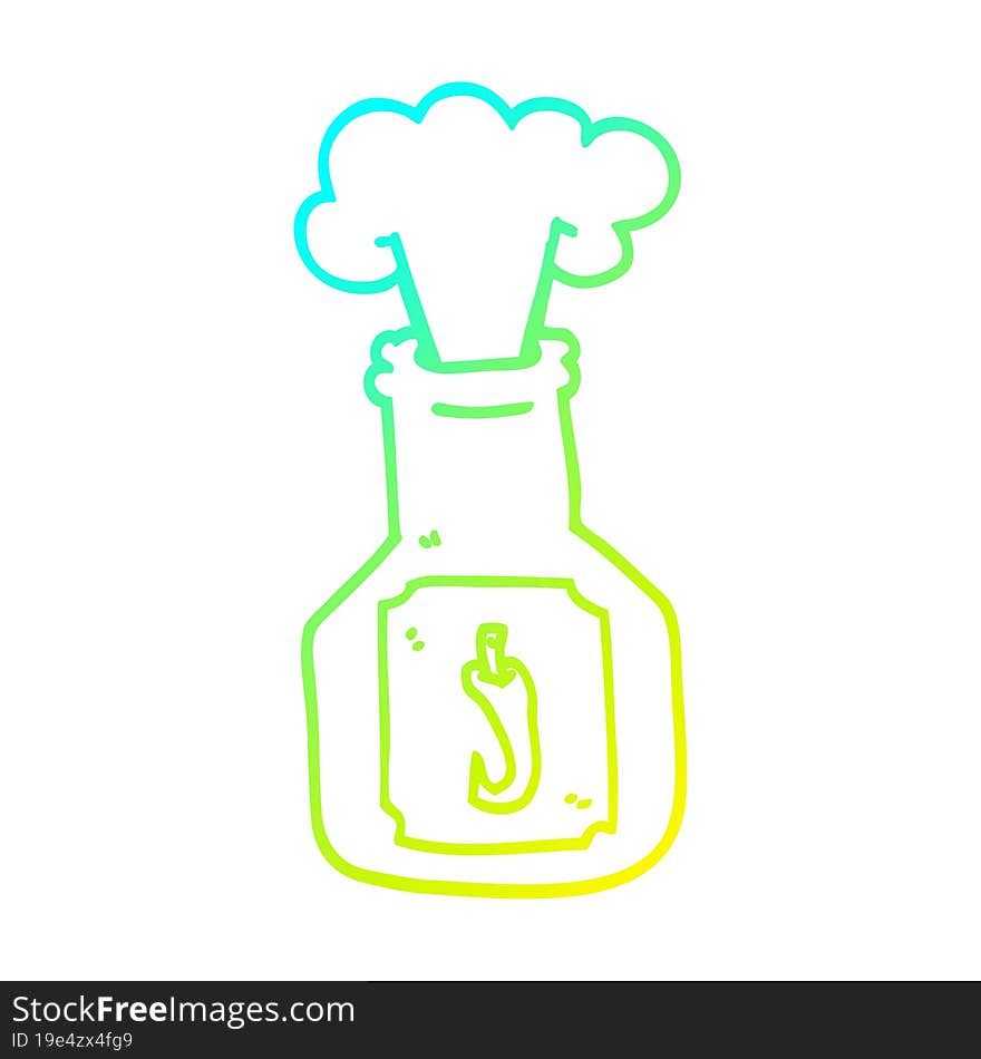 cold gradient line drawing of a cartoon hot chlli sauce