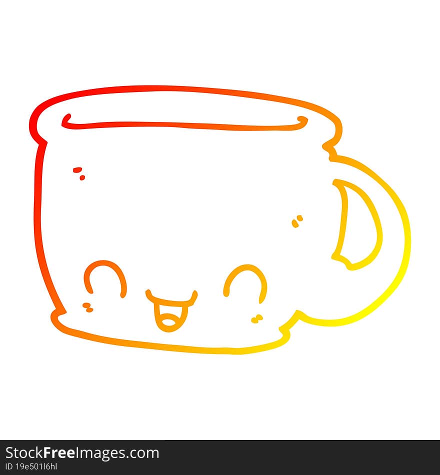 Warm Gradient Line Drawing Cartoon Cup Of Coffee