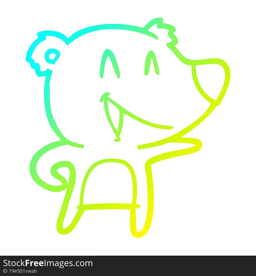 Cold Gradient Line Drawing Laughing Bear Cartoon