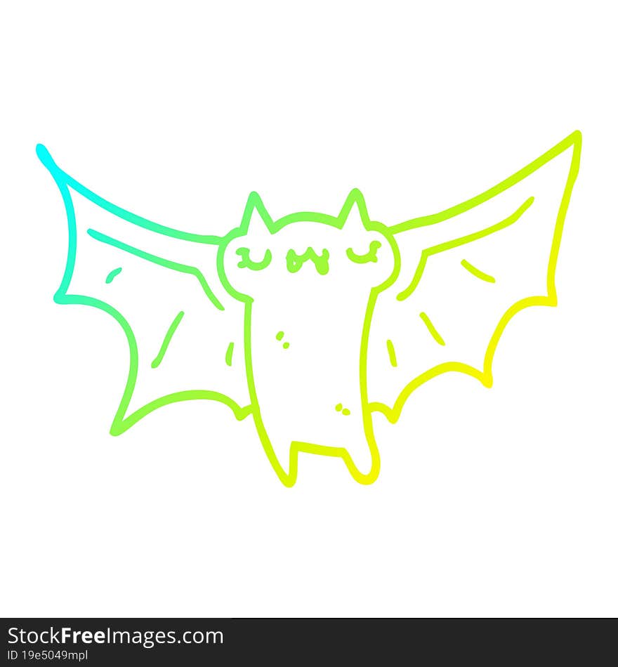 cold gradient line drawing cute cartoon halloween bat