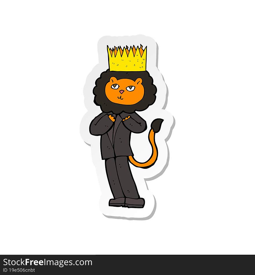 sticker of a cartoon king of the beasts