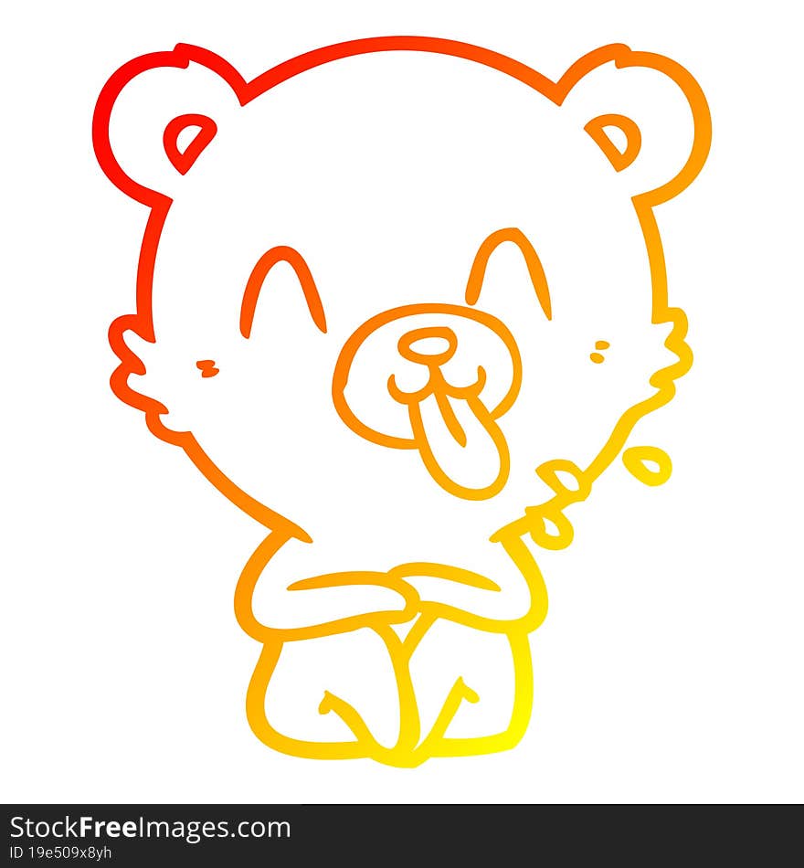 warm gradient line drawing of a rude cartoon polar bear sticking out tongue