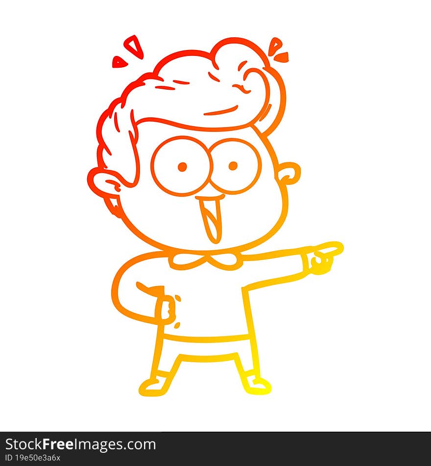 warm gradient line drawing cartoon excited man