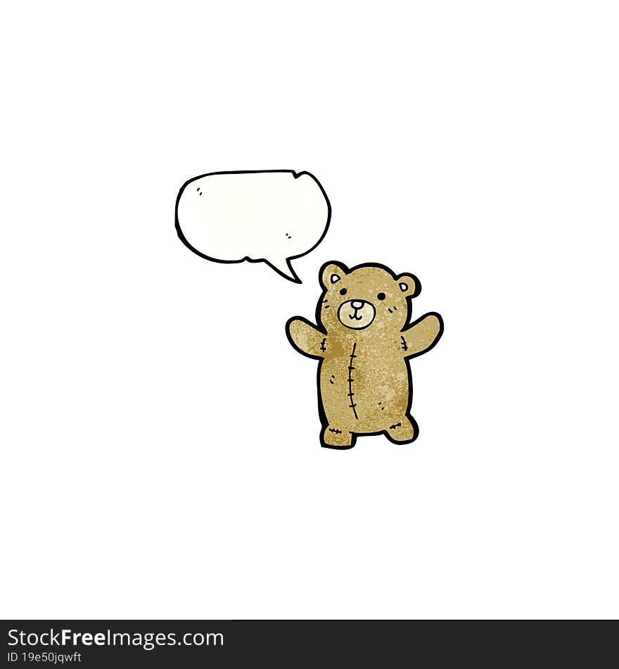 cartoon teddy bear with speech bubble