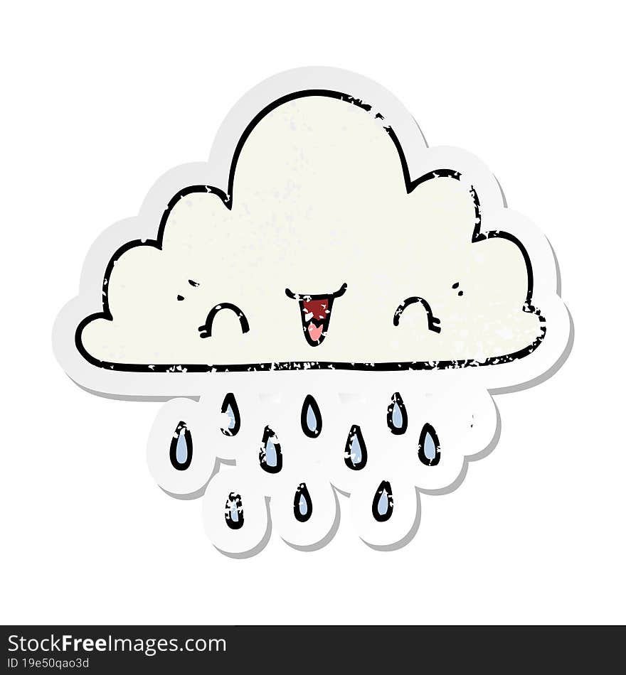 distressed sticker of a cartoon storm cloud