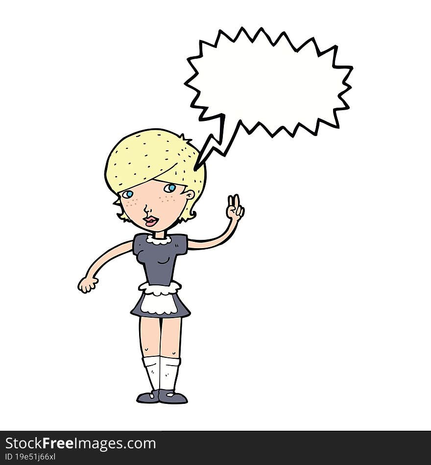 Cartoon Waitress Taking Order With Speech Bubble