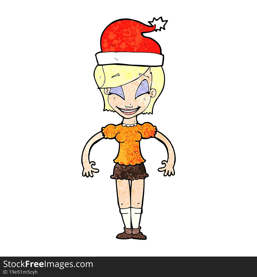 cartoon woman ready for christmas