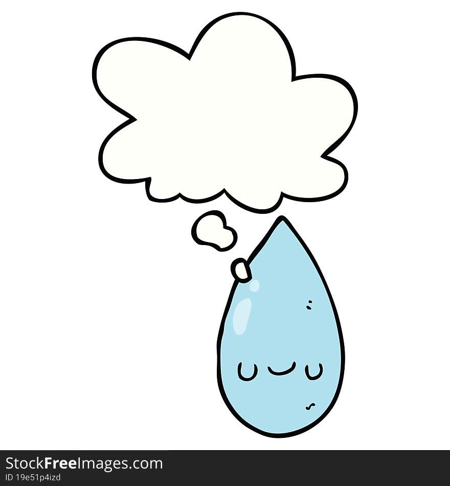 Cartoon Cute Raindrop And Thought Bubble