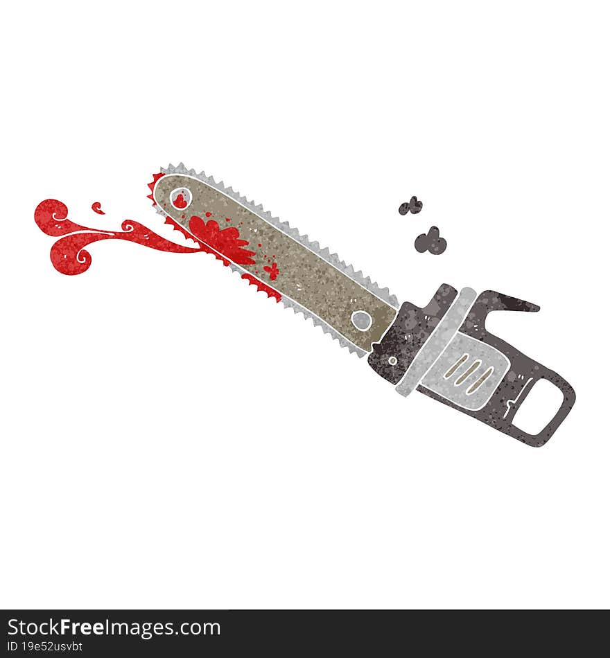 retro cartoon bloody chainsaw