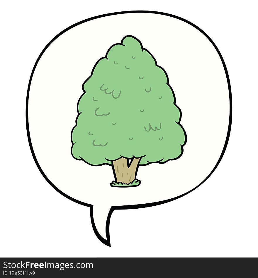 cartoon tall tree and speech bubble