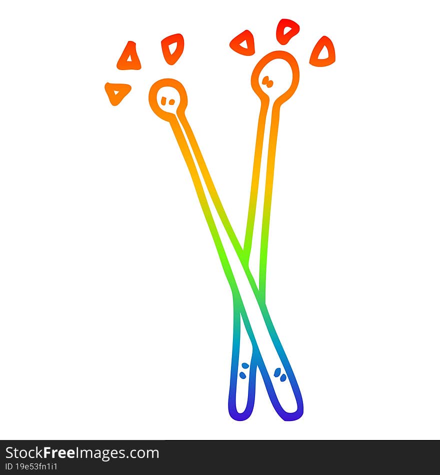 rainbow gradient line drawing cartoon drum sticks