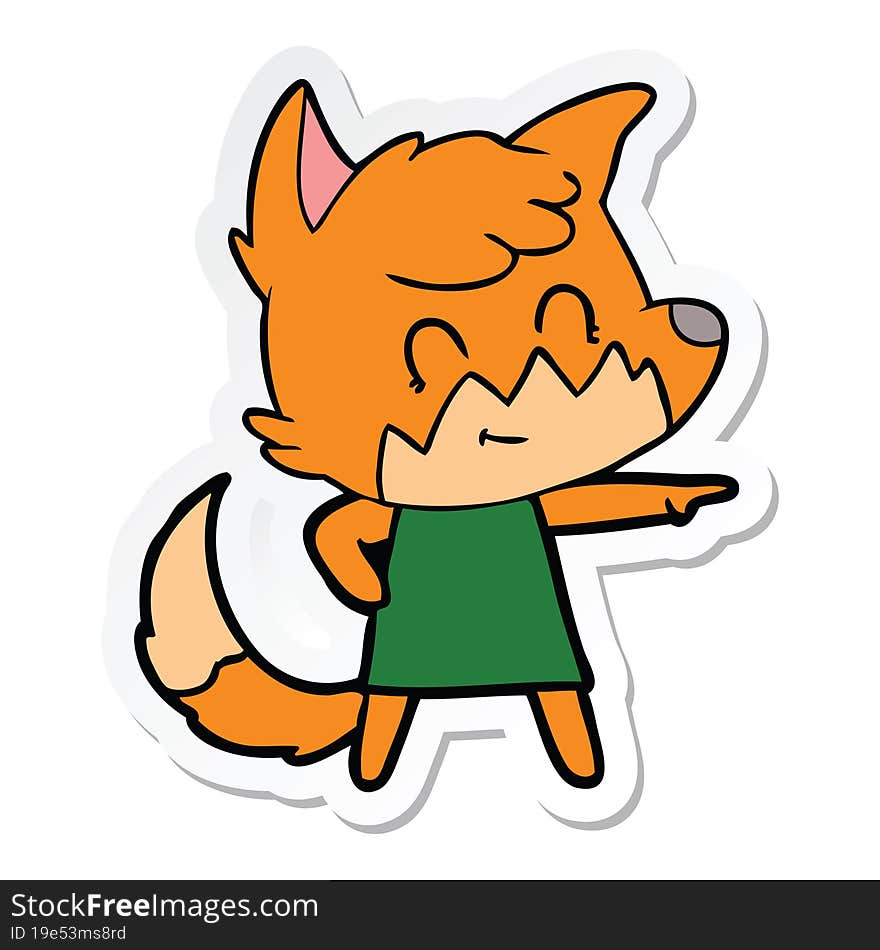 sticker of a cartoon happy fox