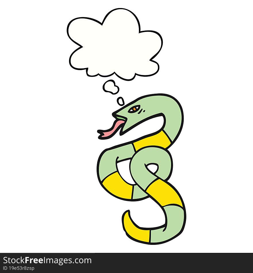 Cartoon Snake And Thought Bubble