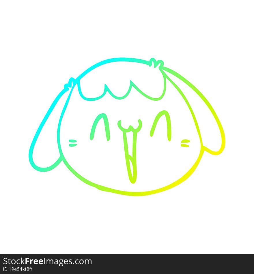 Cold Gradient Line Drawing Cartoon Dog Face