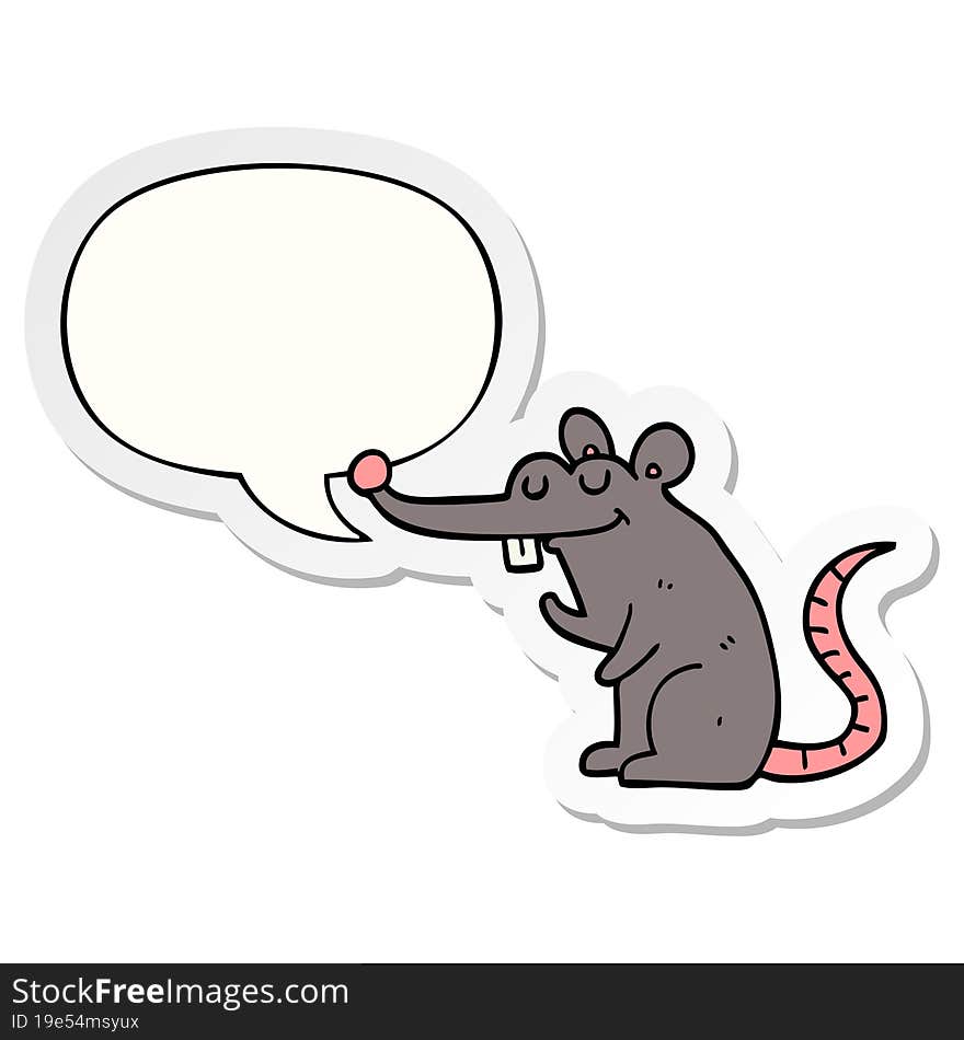 cartoon rat with speech bubble sticker. cartoon rat with speech bubble sticker