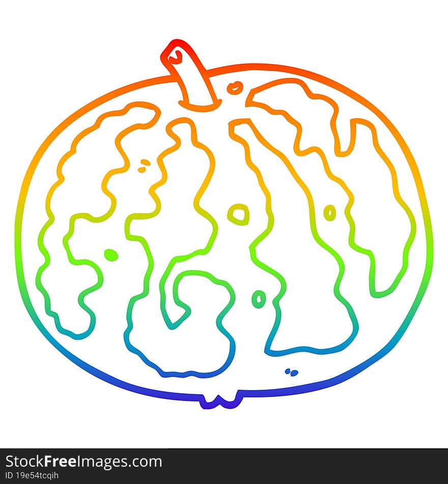 rainbow gradient line drawing cartoon melon