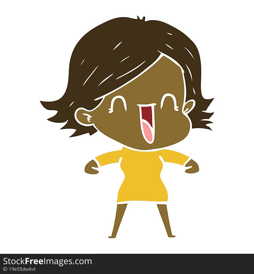 flat color style cartoon happy woman