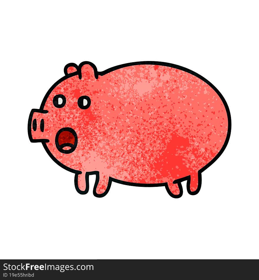 retro grunge texture cartoon pig