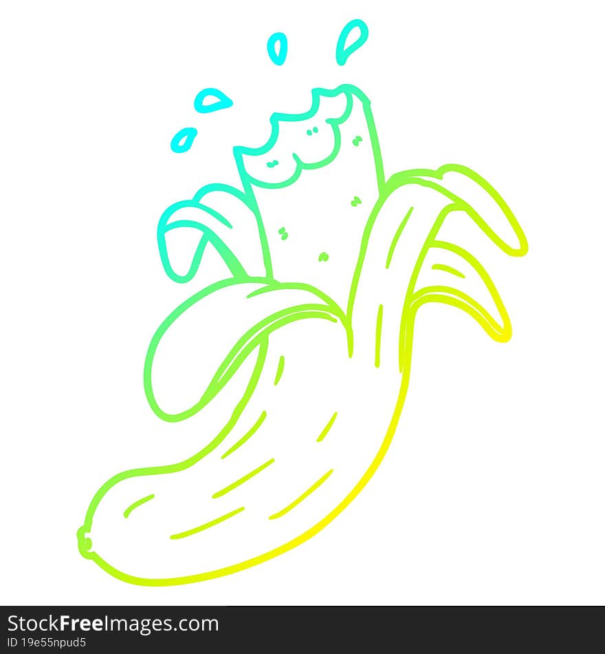 cold gradient line drawing cartoon bitten banana