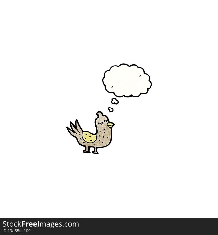 cartoon bird with thought bubble