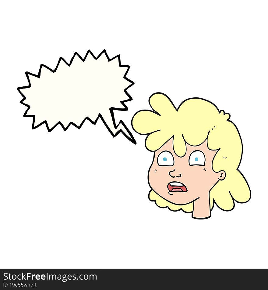 Speech Bubble Cartoon Female Face