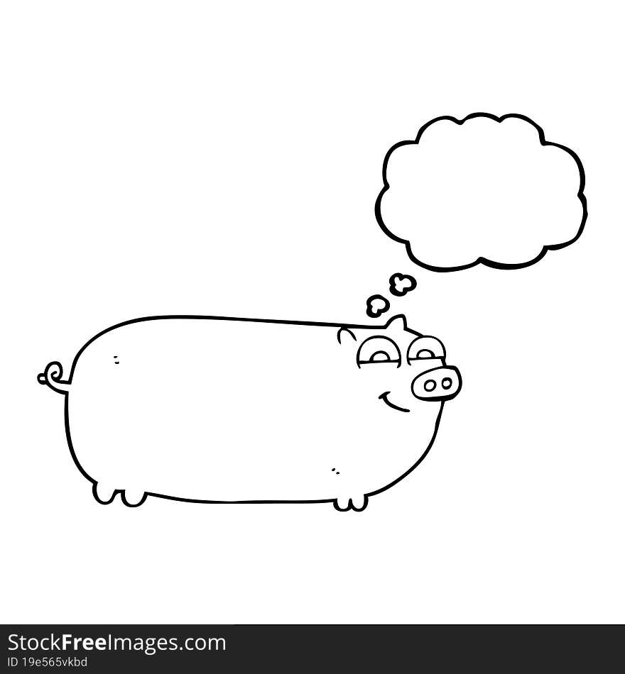 freehand drawn thought bubble cartoon pig