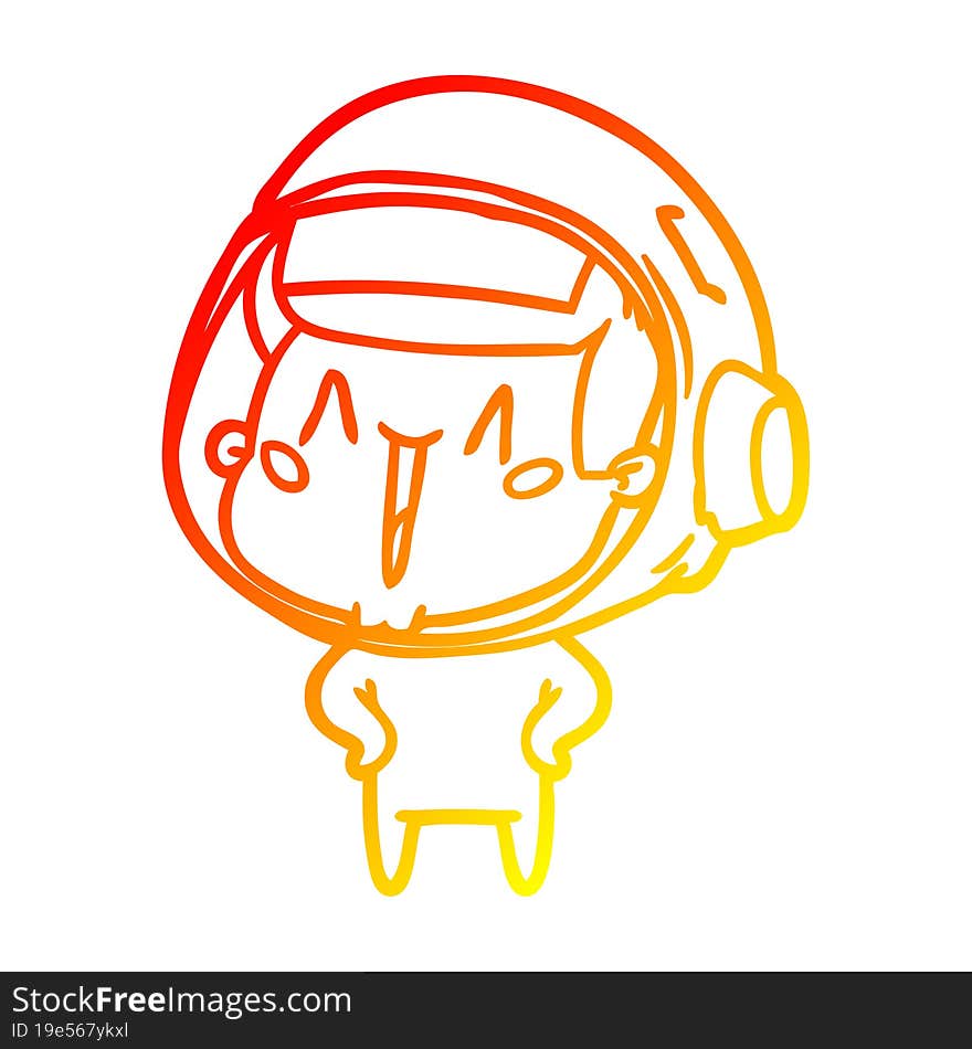 warm gradient line drawing happy cartoon astronaut