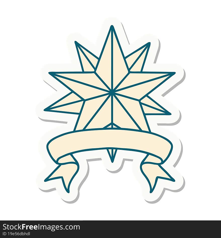 tattoo sticker with banner of a star