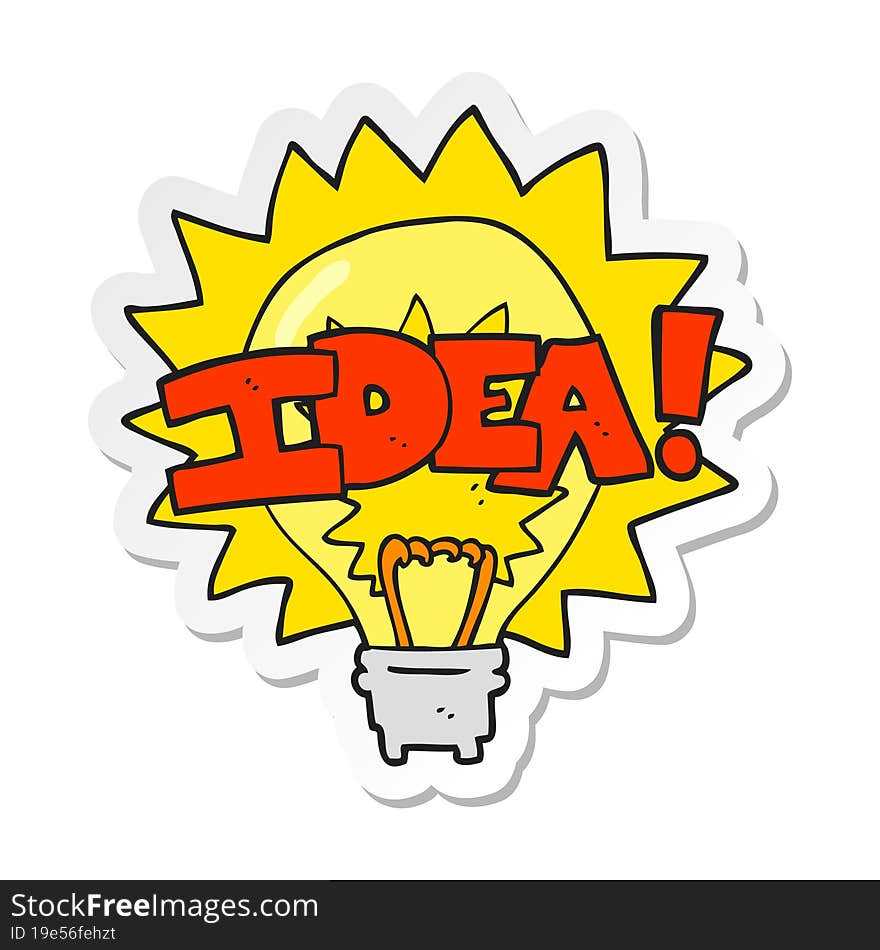 sticker of a cartoon idea light bulb symbol