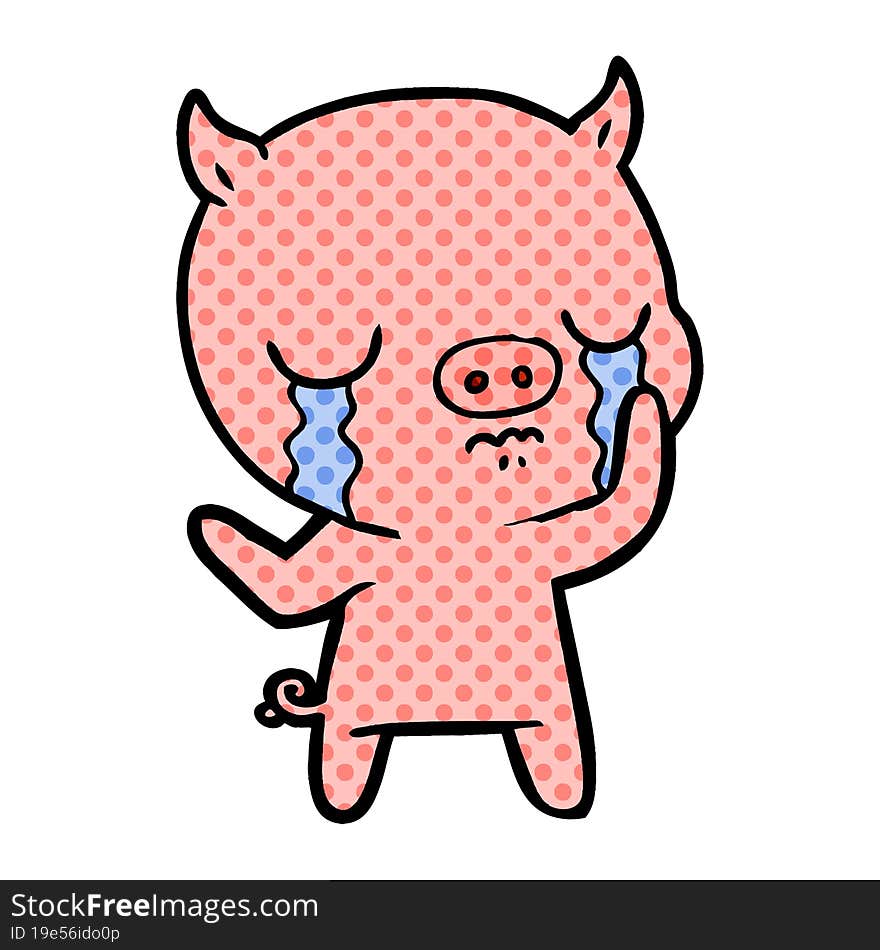 cartoon pig crying. cartoon pig crying