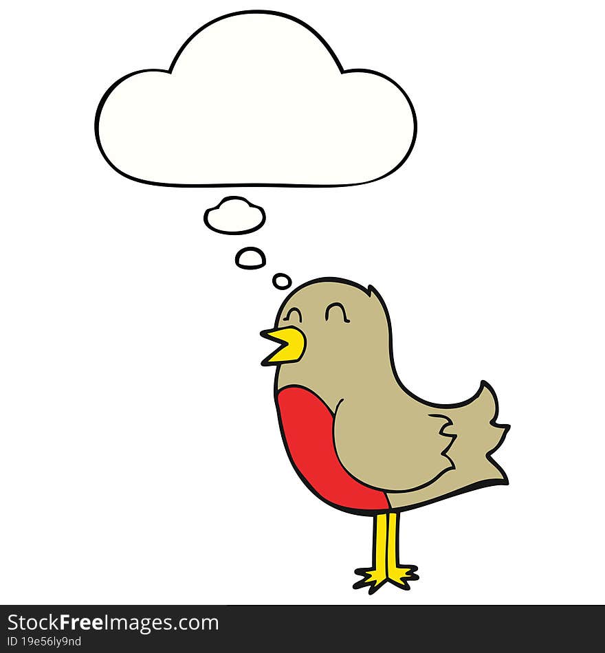 cartoon bird with thought bubble. cartoon bird with thought bubble