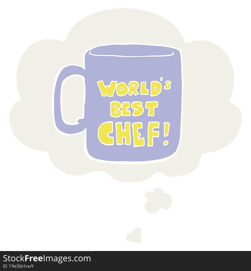 Worlds Best Chef Mug And Thought Bubble In Retro Style