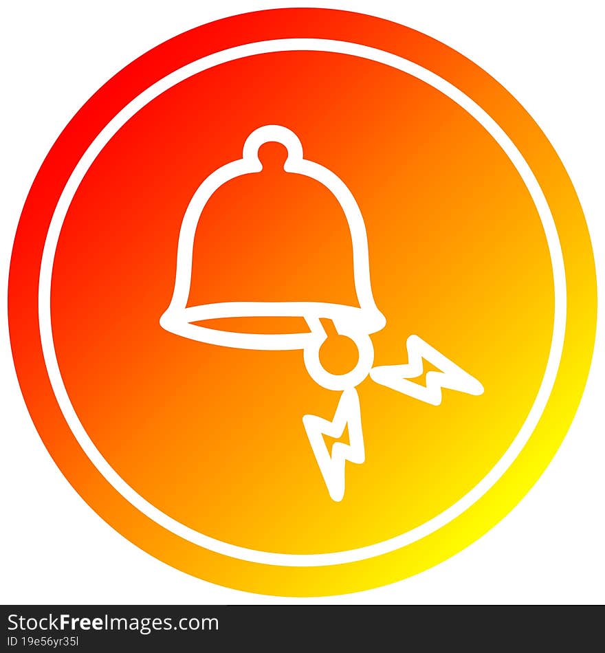 ringing bell circular icon with warm gradient finish. ringing bell circular icon with warm gradient finish