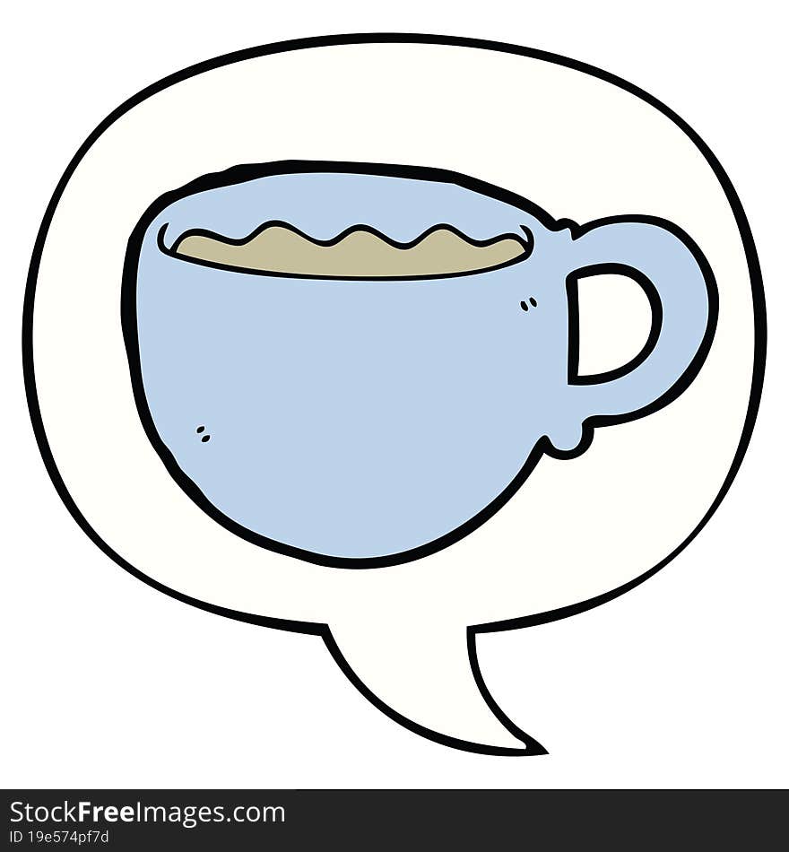 Cartoon Coffee Cup And Speech Bubble