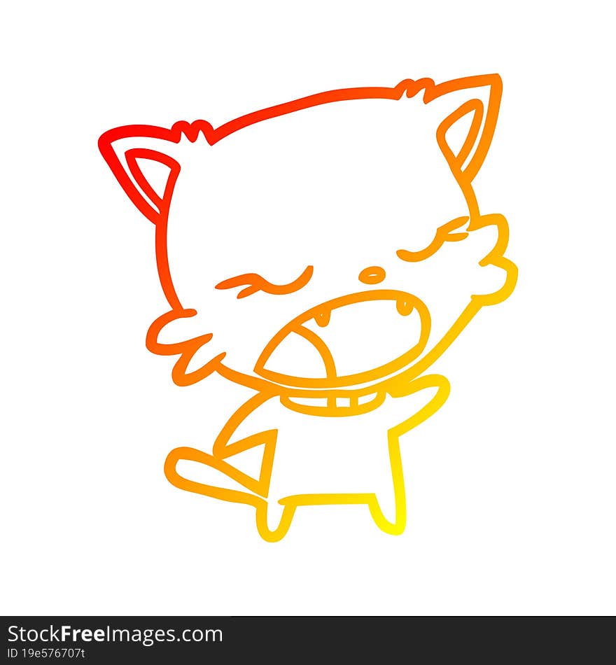 warm gradient line drawing of a cute cat talking