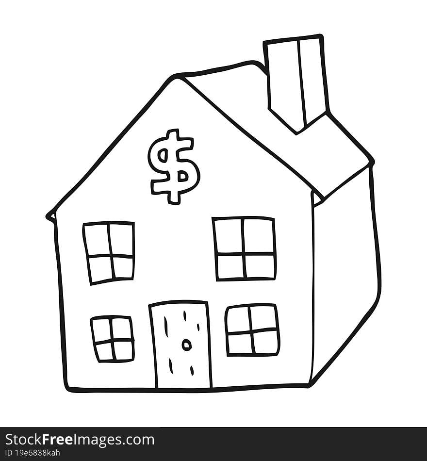 freehand drawn black and white cartoon housing market