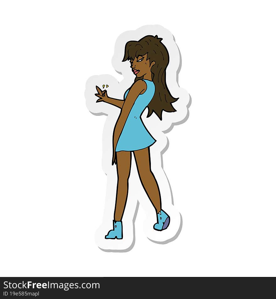 sticker of a cartoon woman posing in dress