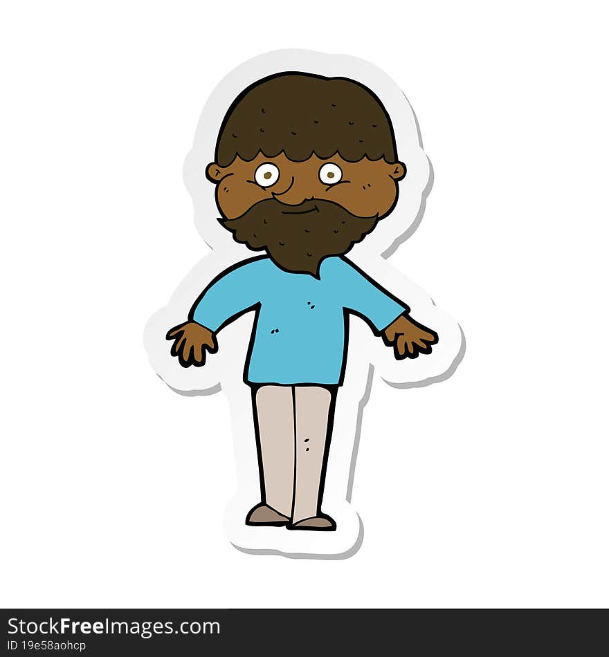 Sticker Of A Cartoon Happy Man