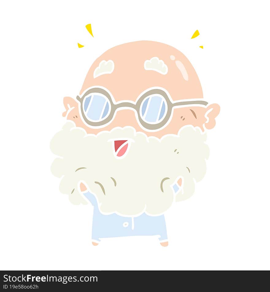 Cute Flat Color Style Cartoon Surprised Old Man