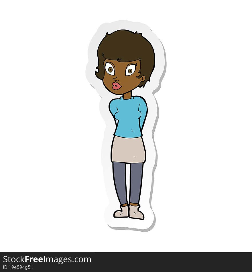 sticker of a cartoon pretty woman