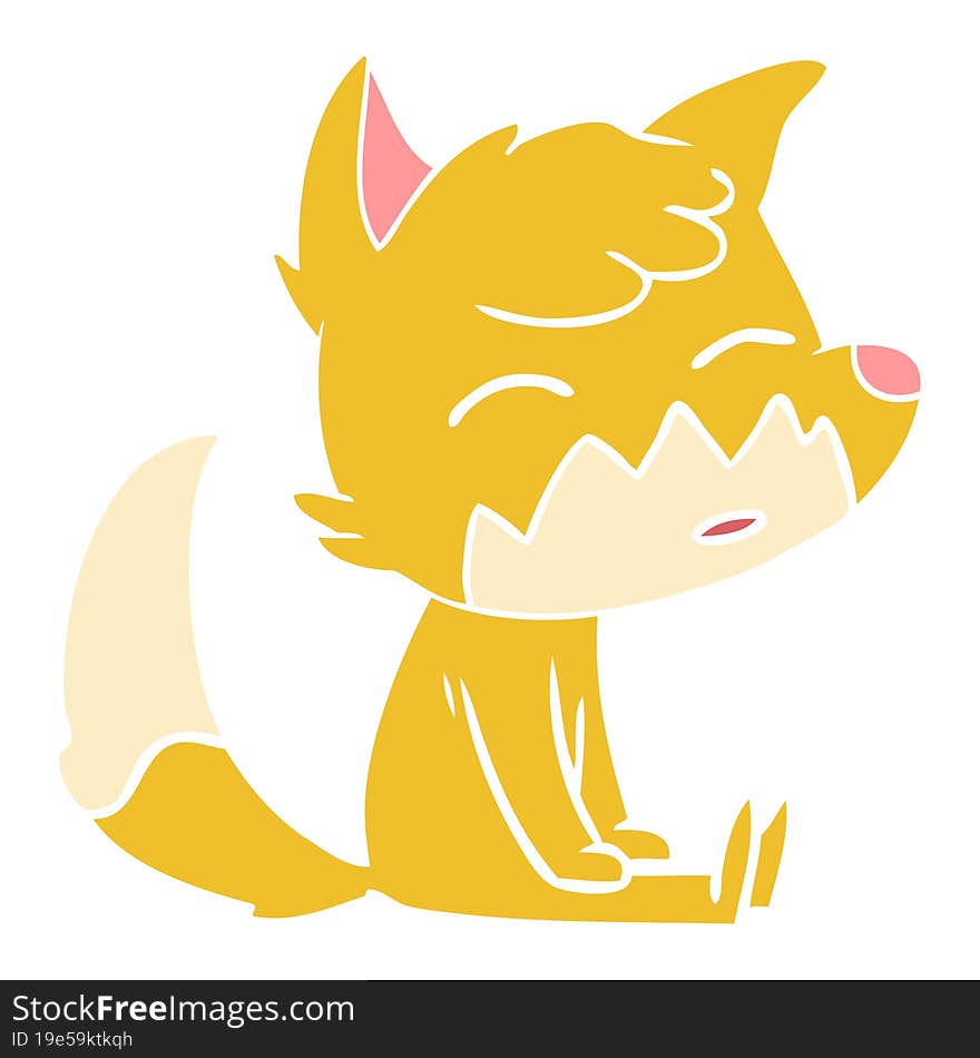 flat color style cartoon fox sitting