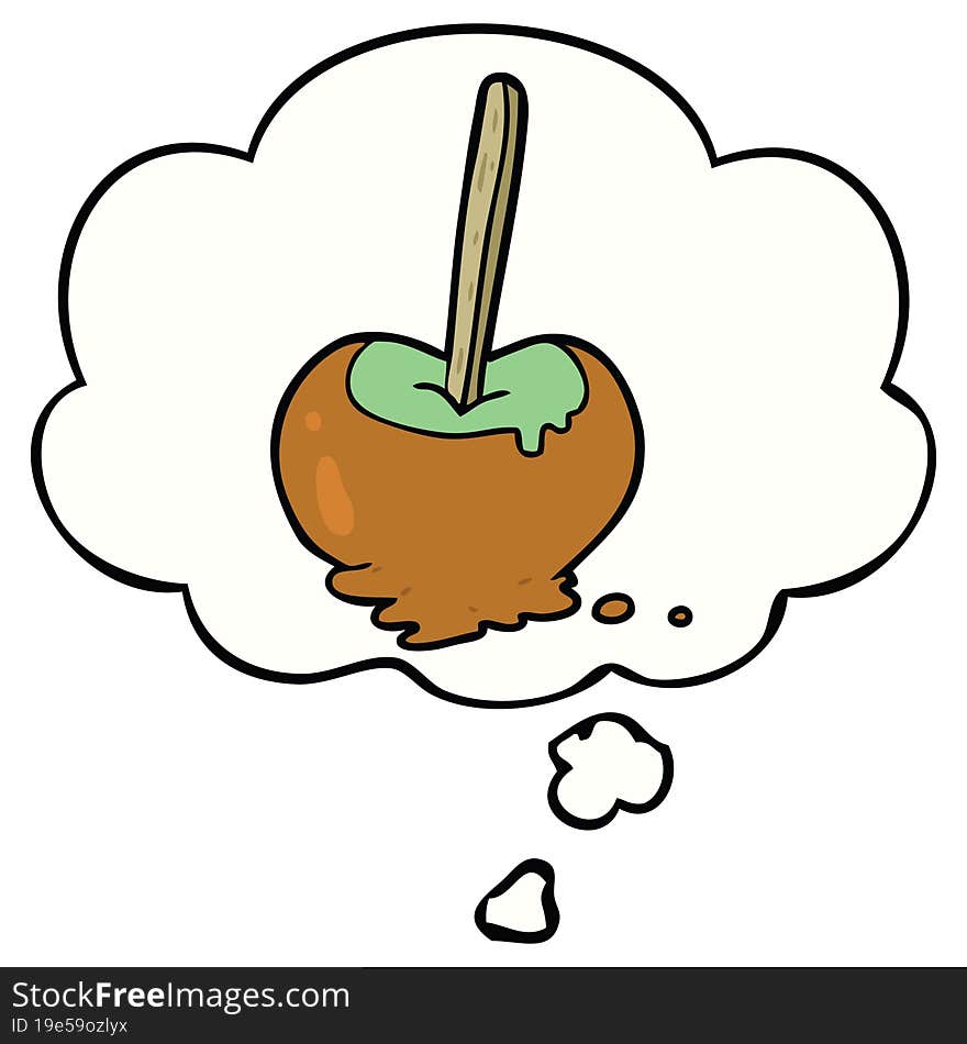 cartoon toffee apple and thought bubble