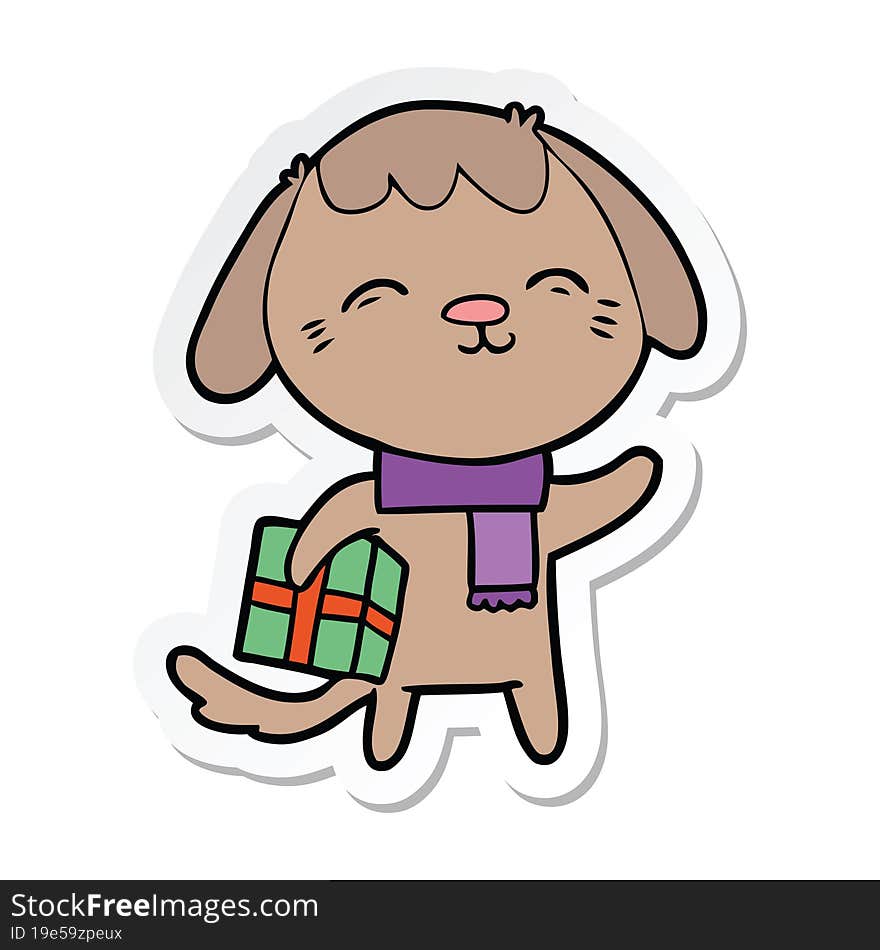 Sticker Of A Happy Cartoon Dog