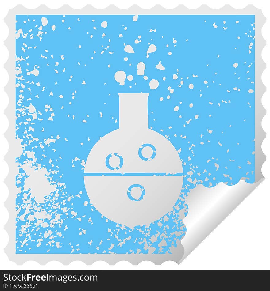 Distressed Square Peeling Sticker Symbol Chemistry Tube