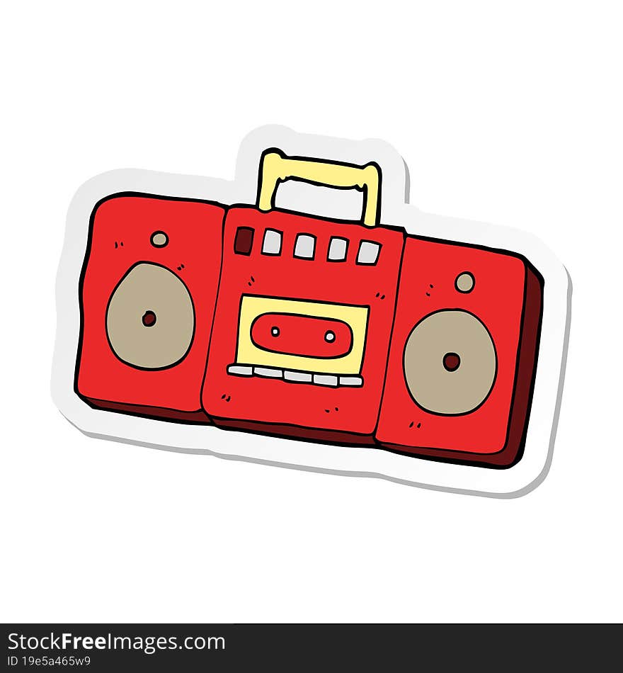 sticker of a cartoon radio cassette player