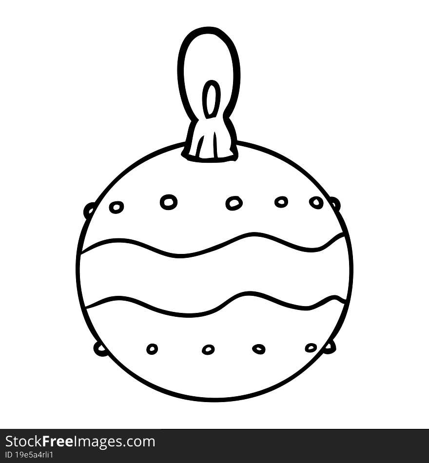 line drawing of a christmas bauble decoration. line drawing of a christmas bauble decoration