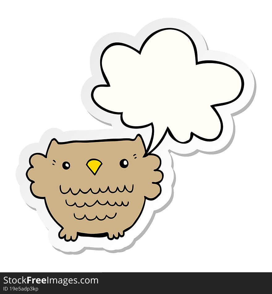 cartoon owl and speech bubble sticker